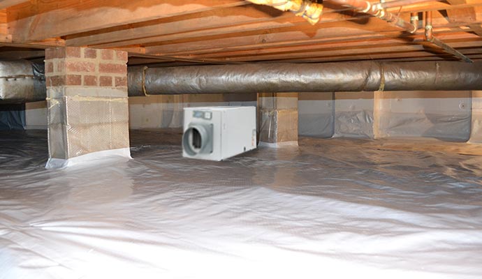 Dehumidifier in crawl space