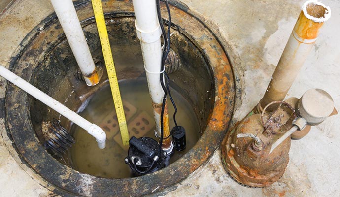 sump pump water pipe basement